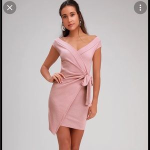 Blush Ribbed Knit Wrap Dress